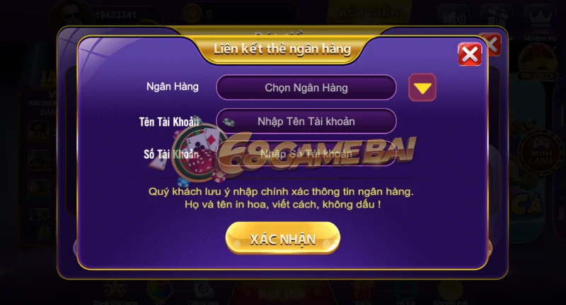 Phương pháp rút tiền 68 game bài về tài khoản ngân hàng