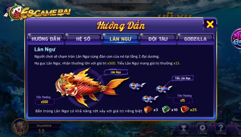 Chọn những chú cá bơi theo đàn làm mục tiêu khi chơi bắn cá 68 game bài