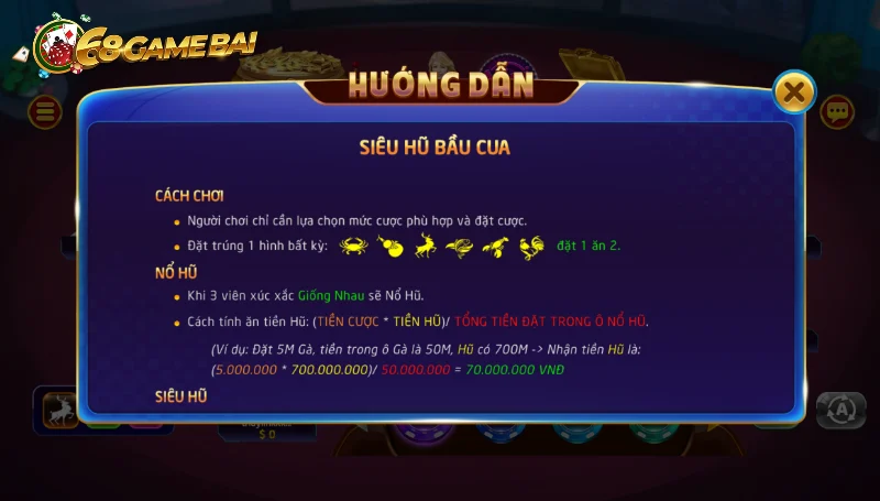 Hướng dẫn chơi bầu cua 68 game bài cho người mới