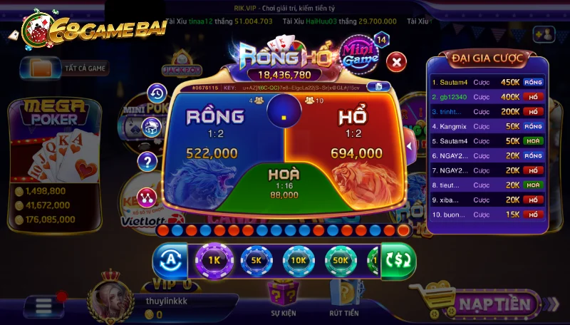 Khám phá nhanh thông tin về rồng hổ 68 game bài thú vị