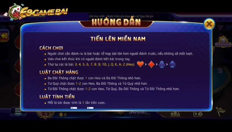 Cách chơi tiến lên miền nam 68 game bài thông thạo 