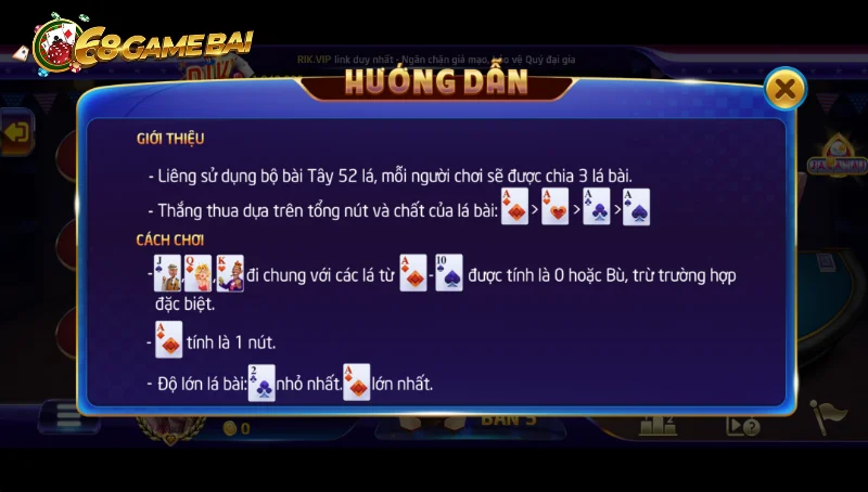 Cách tính điểm của liêng 68 game bài