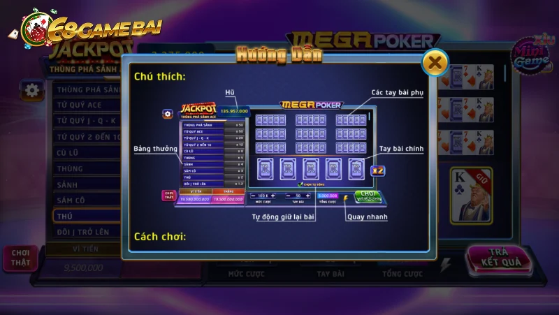 Hướng dẫn cụ thể cách đánh poker 68 game bài